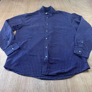 Mens St Johns Bay XL Easy Care Plaid Button Down Shirt Blue Red